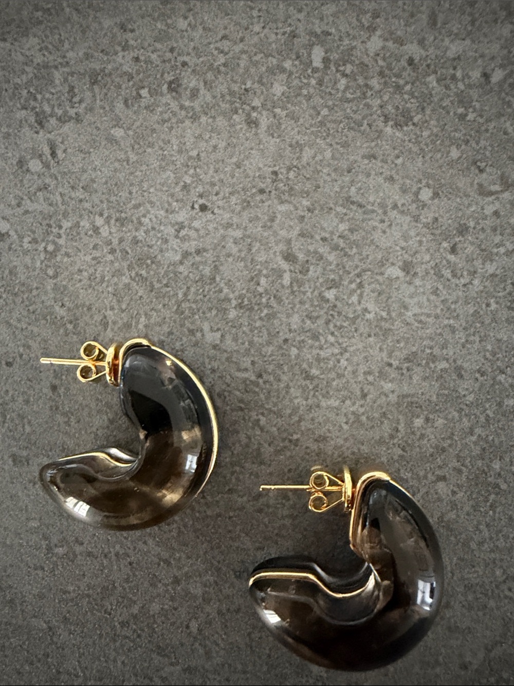 Resin and Gold Puff Hoop Earrings